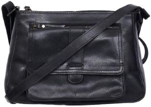 Black Leather Sling Bag