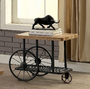 Industrial Style Sand Black Wheeled Sofa Table