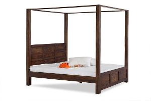 Teak Finish Queen Size Poster Bed