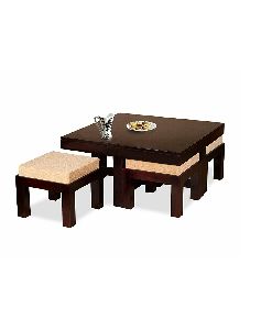 Wooden Coffee Table with 4 Stools For Living Room