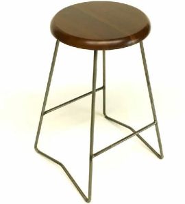 Wooden Top Bar Stool with Iron Legs