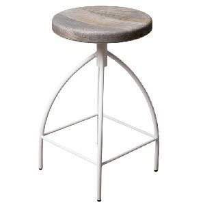 Wooden Top Bar Stool with Iron Legs