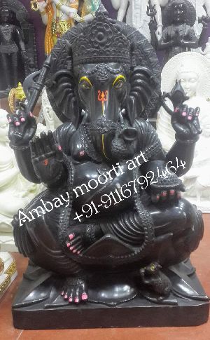 Black Ganesh Marble Statue