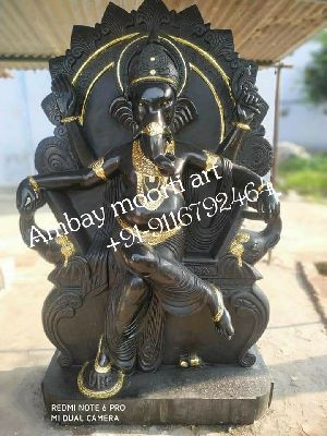 Black Ganesh Marble Statue