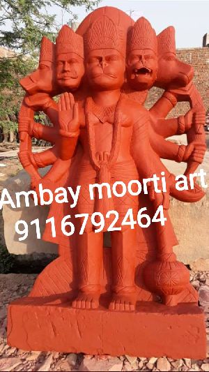 Red Stone Hanuman Statue