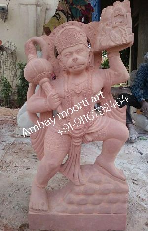 Red Stone Hanuman Statue