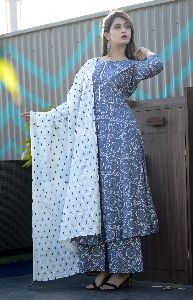 Cotton Mulmul Grey Kurti