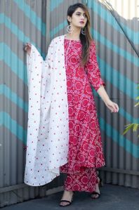 Cotton Mulmul Red Kurti