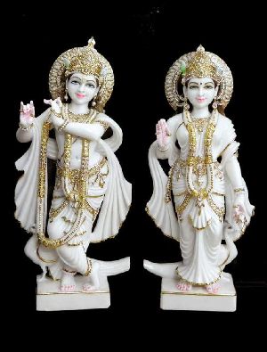 White Marble Radha Krishna Moorti