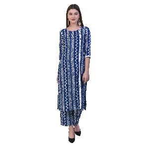 Women Kurta and Palazzo Set Crepe