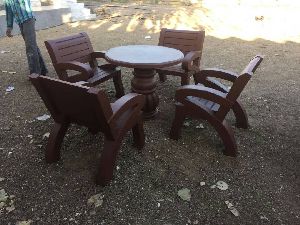 Brown Cement Table Chair Set