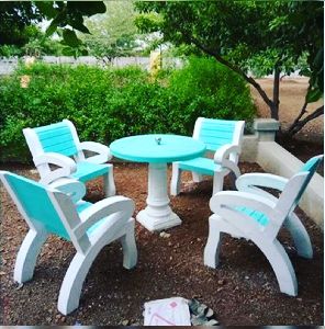 Green Cement Table Chair Set