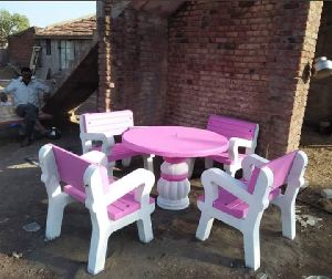 Pink Cement Table Chair Set