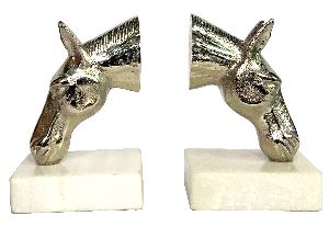 Horse Shaped Bookends Set with Marble Base