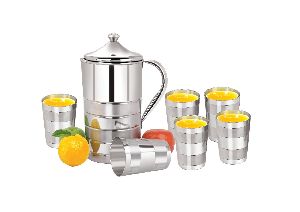 Solitare Lemon Stainless Steel Jug with Glass Set