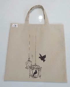 BLACK PRINTED NATURAL COTTON BAG