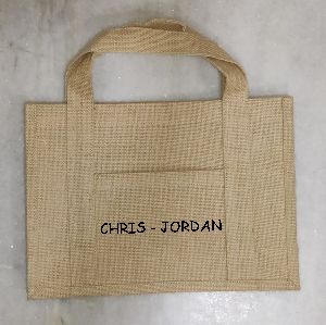 PRINTED NATURAL JUTE BAG WITH POCKET