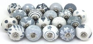 Grey and White Ceramic Knob