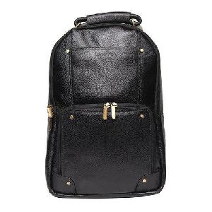 Black Leather Laptop Backpack