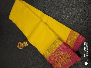 pure handloom kanchipuram contrast silk saree