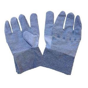 Safety Blue Jeans Fabric Gloves
