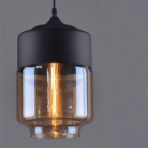 Drum Shaped Glass Hanging Light