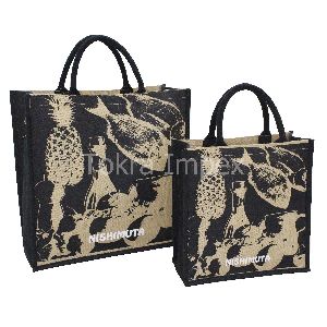 Padded Rope Handle Laminated Jute Tote Bag