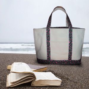 Outing White Thick Cotton Carry Beach Bag