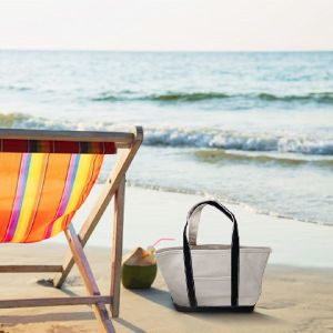 White Summer Cotton Large Zipper Beach Bag