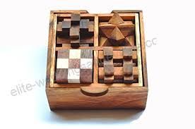 4-in-One Wooden Puzzle Games Set