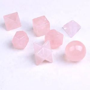 Rose Quartz 7 Stones Sacred Geometry Set