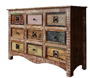130x40x85 cm Solid Waste Wood and Iron Sideboard