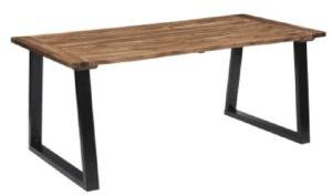 Oil Finish Solid Acacia Wood and Powder Coated Metal Legs Center Table