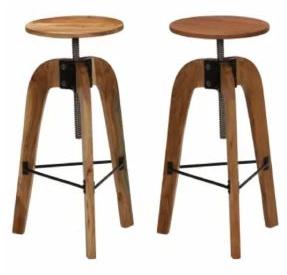 Solid Acacia Wood and Steel Stool