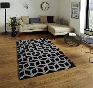 Area Rugs Hand Tufted Nolan Silver Black Carpet