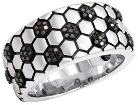 0.33 Ct. Soccer Ball Ring Black Diamonds Band For Men in Sterling Silver