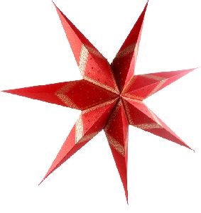 Red Star with Gold Print and Glitter Star
