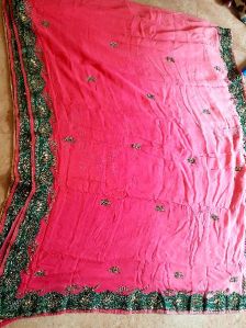 Pink zari border saree