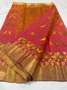 Handwoven Chanderi Katan Silk Sarees