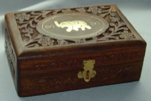 Item No.233 Wooden Box Brass Inlay Carving.