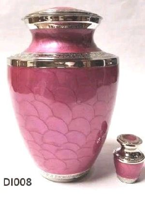 BRASS  ADULT CREMATION URN WITH PINK MEENA FINISH