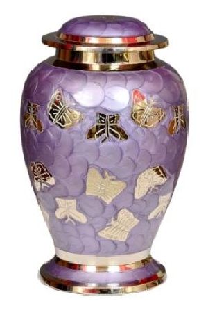 BRASS ADULT TASTY HANDMADE FURNEAL CREMATION URN BUTTERFLY WITH PURPLE GLOSSY