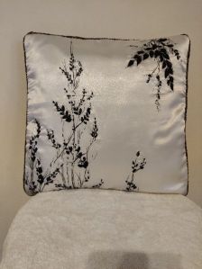 Embroidered And Hand Printed 16x16 Pillow Cover