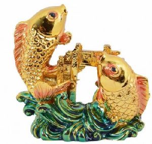 FENG SHUI DOUBLE FISH WITH DRAGON GATE STATUE