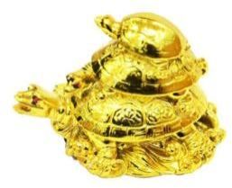 GOLDEN FENG SHUI THREE TIER TORTOISES