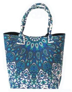 Blue Star Mandala Cotton Handbag