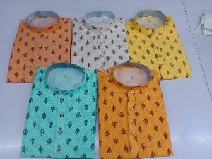 Men's Printed Kurta With Churidar