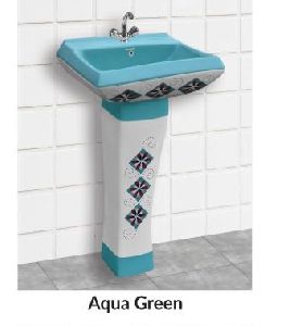 Aqua Green Vitrosa 18X18 Inch Pedestal Wash Basin