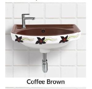Coffe Brown Vitrosa Half 18X12 Inch Pedestal Wash Basin