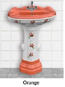 Orange Vitrosa Big Sterling Pedestal Wash Basin